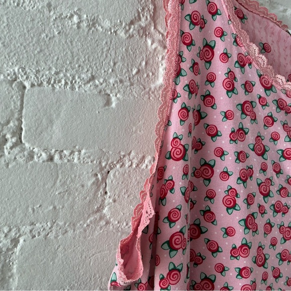 Vtg Mary Engelbreit Dreamwear Nightgown Womens Pink Floral Crochet Trim Cottage - Picture 6 of 13